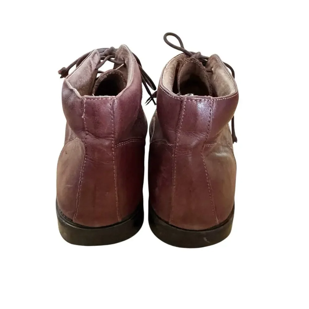 Fratelli‎ Select Men 10.5 Red Brown Italian Leather Chukka Boots Square Toe